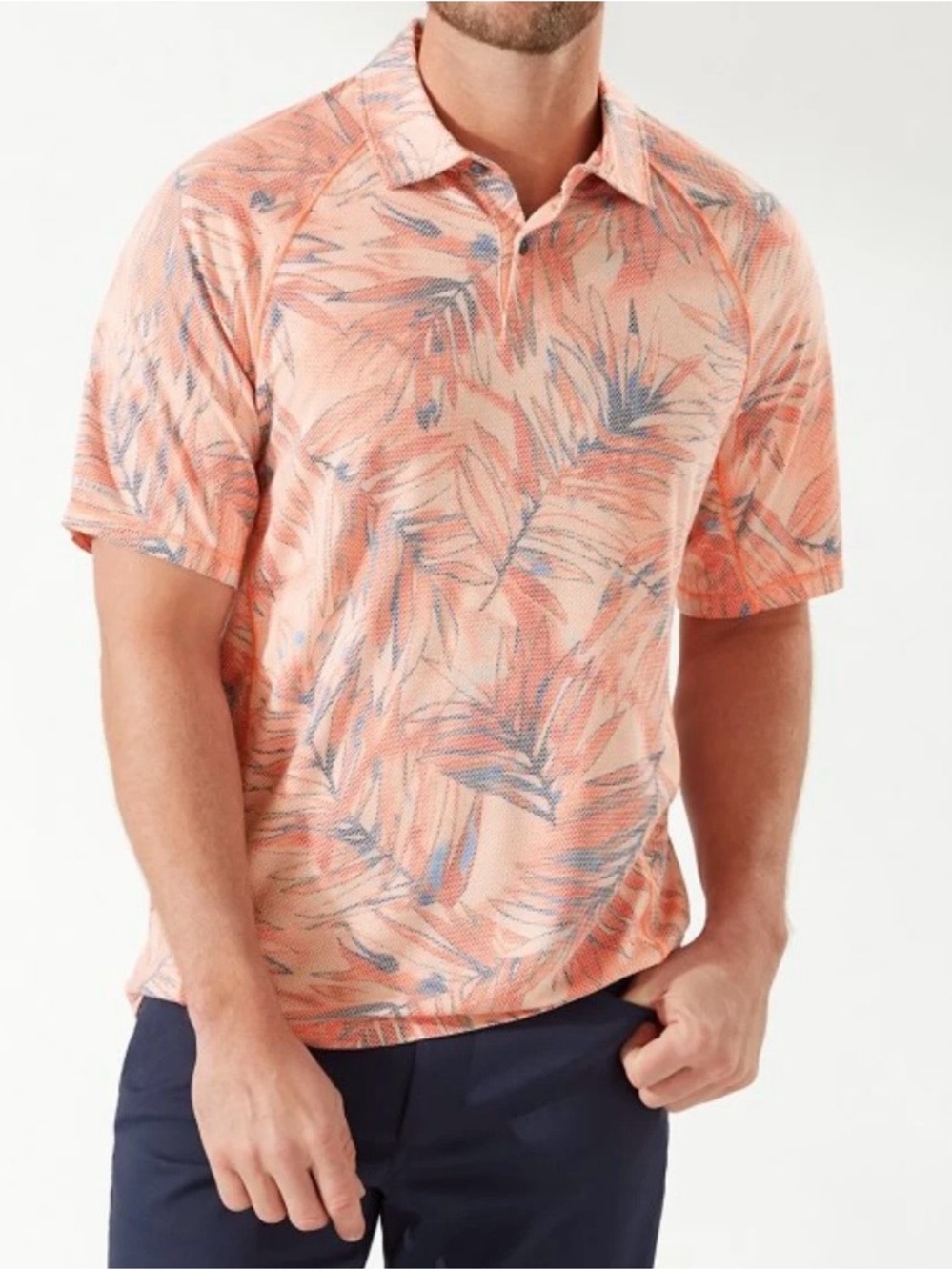 NWT Men’s TOMMY BAHAMA UPF 30+ SUNSET FRONDS POLO Size Large